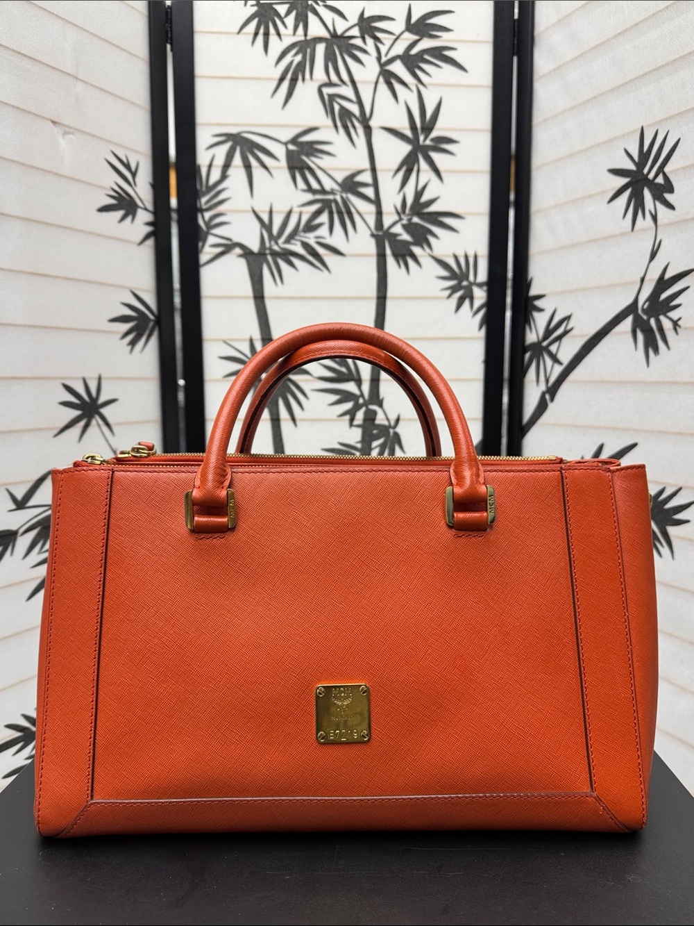 MCM Orange Top-Handle Satchel Bag